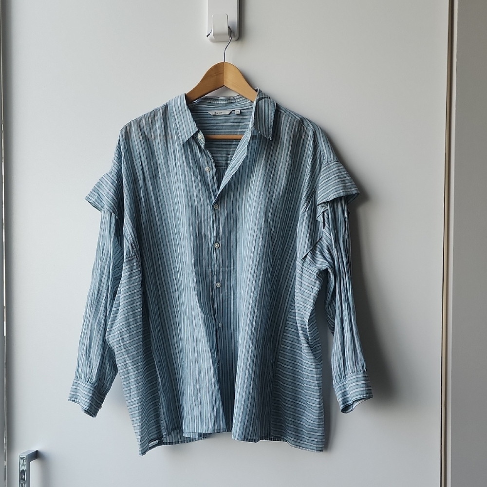 Niko and ... Oversized 100% Cotton Striped Lightweight Button Up Shirt